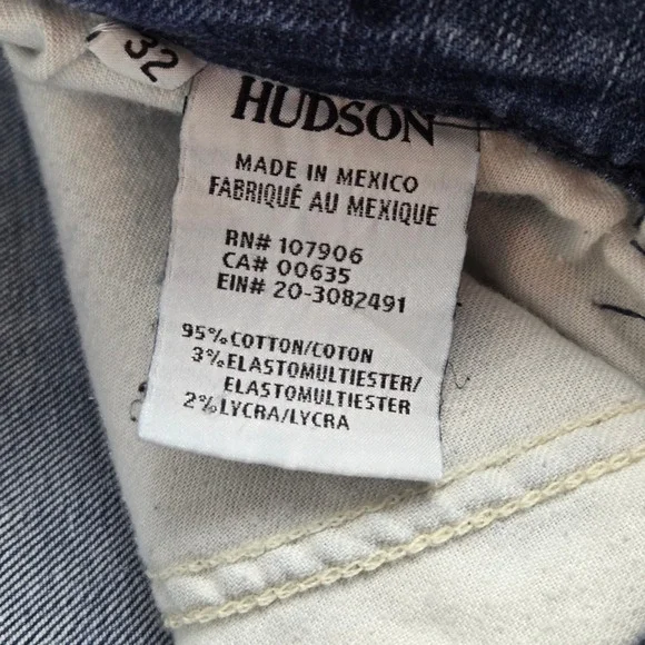 Hudson Blake Slim Straight Mens 32 Blue Jeans NM275ZZKT BNGB Stretch Distressed - Picture 7 of 10